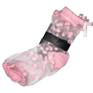 Victoria's Secret Cozy Pink Polka Dot Sheer Ankle High Socks 2 Pairs Bows Girly